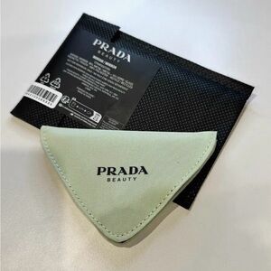 Prada Beauty Portable Triangle Mirror Mint Canvas Pouch Mini Mirror